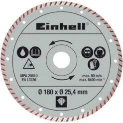 Einhell Diamanttrennscheibe 180 Mm X 25,4 Mm Turbo